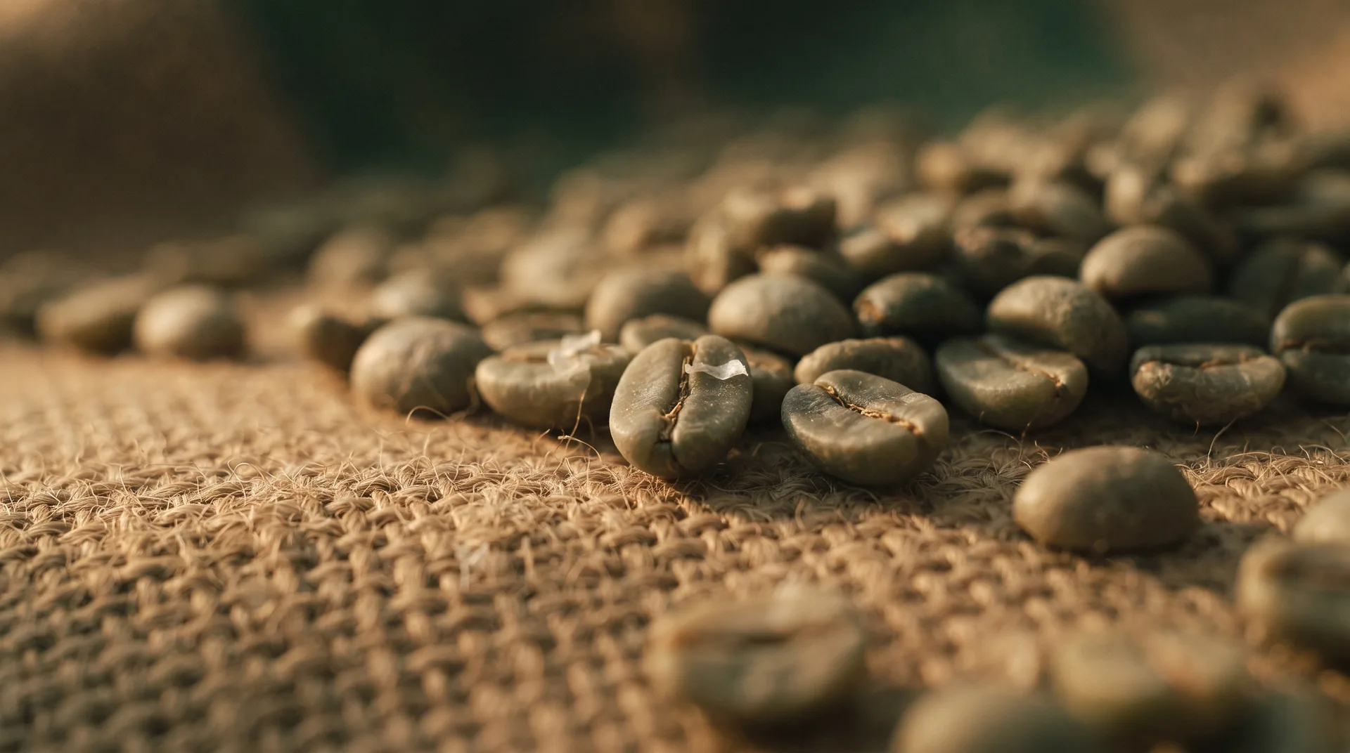 Green coffee beans, macro